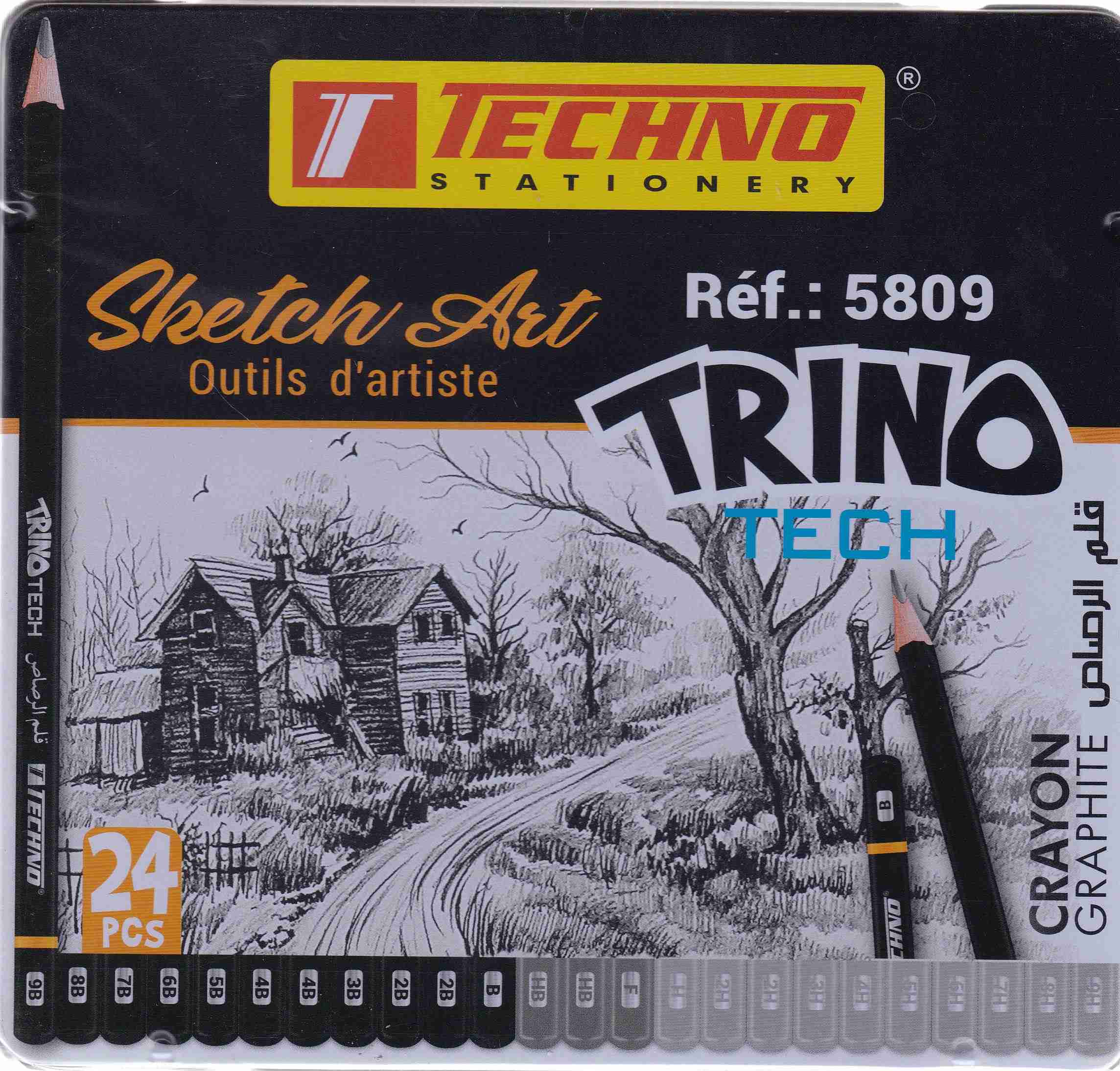 crayon noir 24 boite metal tec 5809