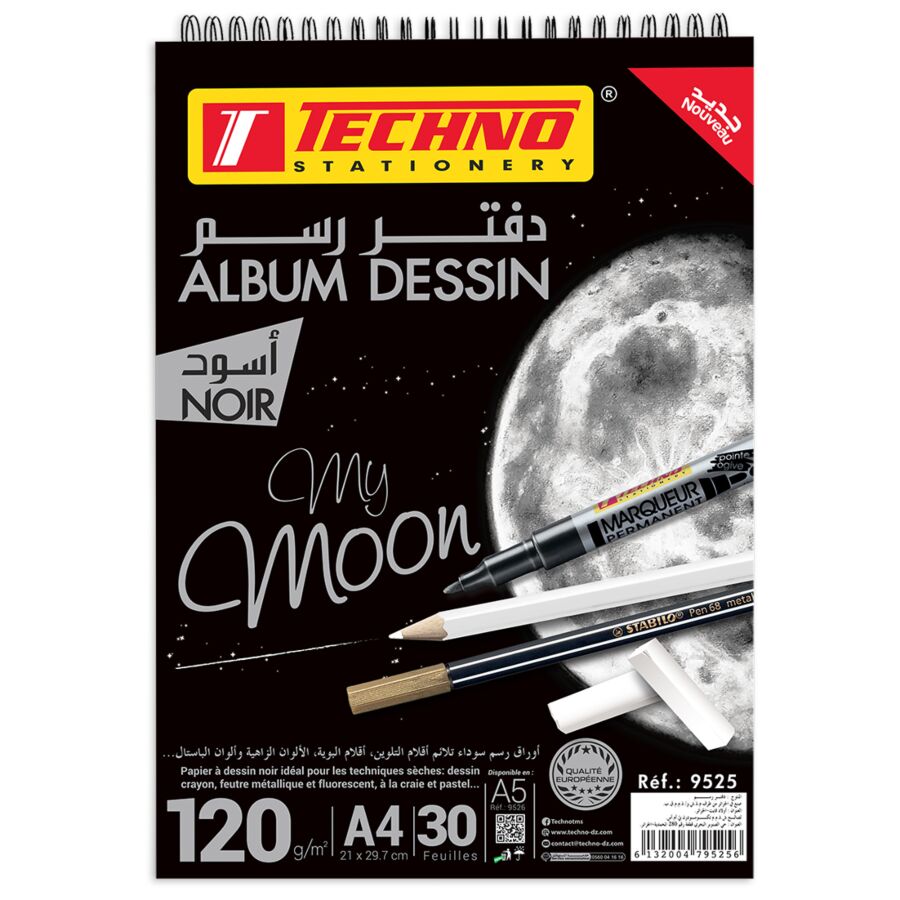 bloc de dessin a4 noir 30f tec 9225