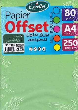 Librairie Bouarroudj - RAME PAPIER A4 80GRS COULEUR 250F EP-0309