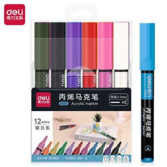 marqueur acrylic 12clrs 2mm deli s583