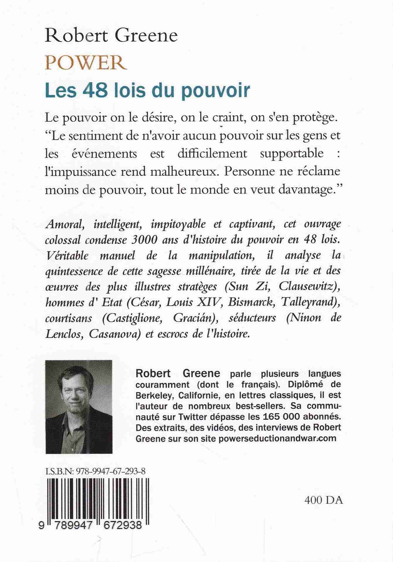 Librairie Bouarroudj - POWER LES 48 LOIS DU POUVOIRE    C57