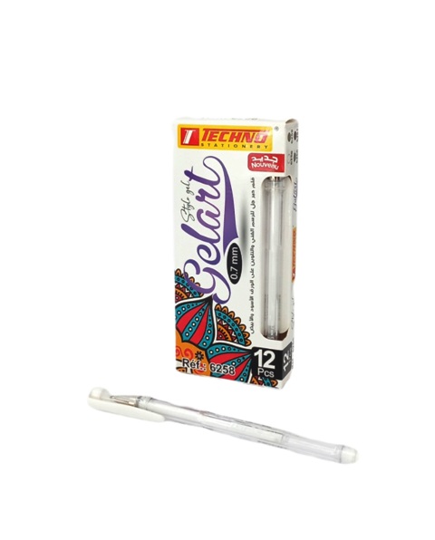 stylo encre gel blanc 0.7mm tec 6258