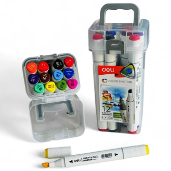 marqueur 2 tetes 12pcs "alcool" deli 70803-12